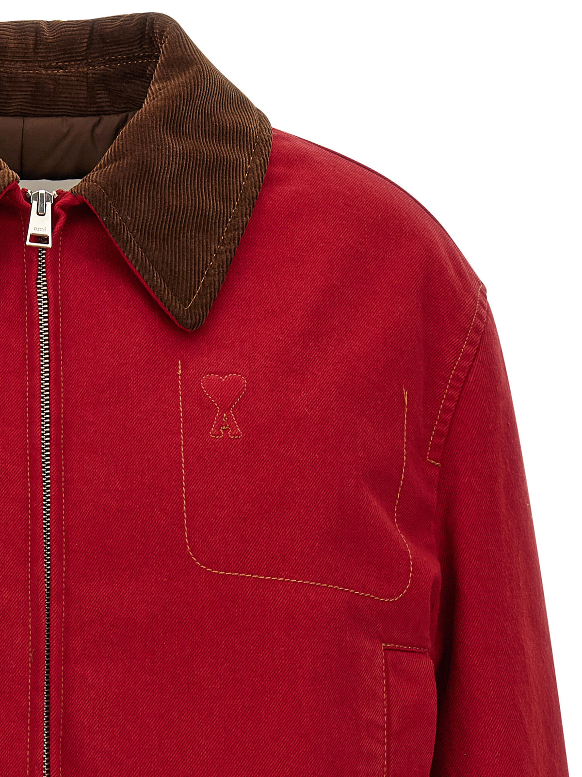 Ami Paris Rote Bikerjacke aus Baumwolle