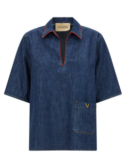Valentino Garavani Blaue Baumwollbluse