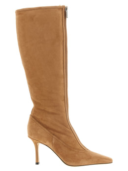 Jimmy Choo Beige Lammleder Overknee-Stiefel