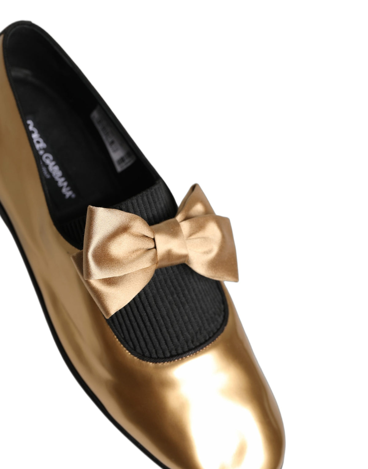 Dolce & Gabbana Metallic Gold Leder Loafers Schuhe