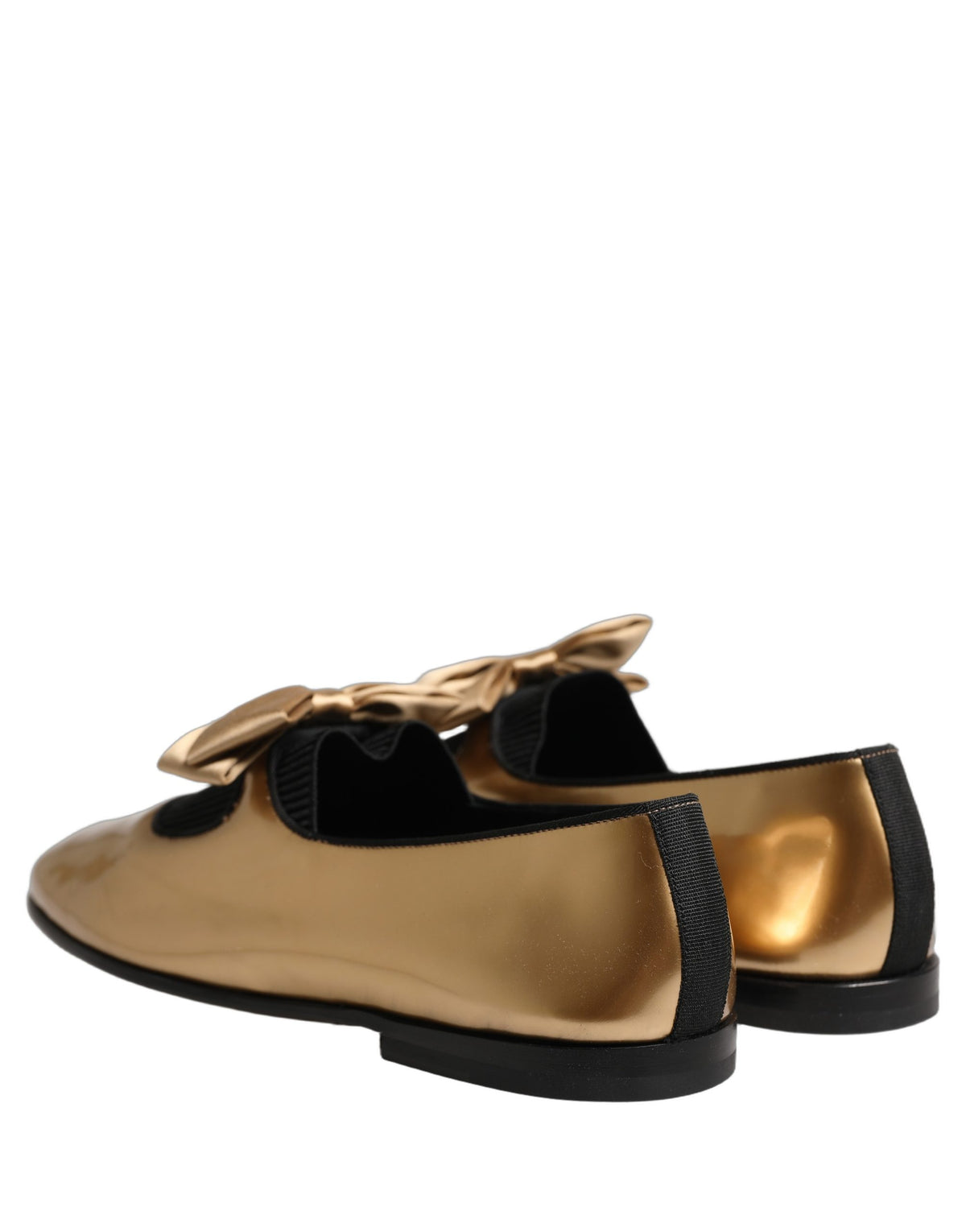 Dolce & Gabbana Metallic Gold Leder Loafers Schuhe