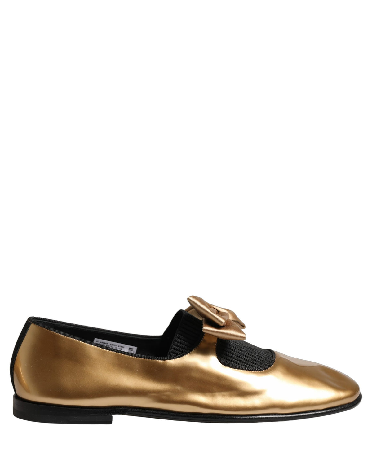 Dolce & Gabbana Metallic Gold Leder Loafers Schuhe