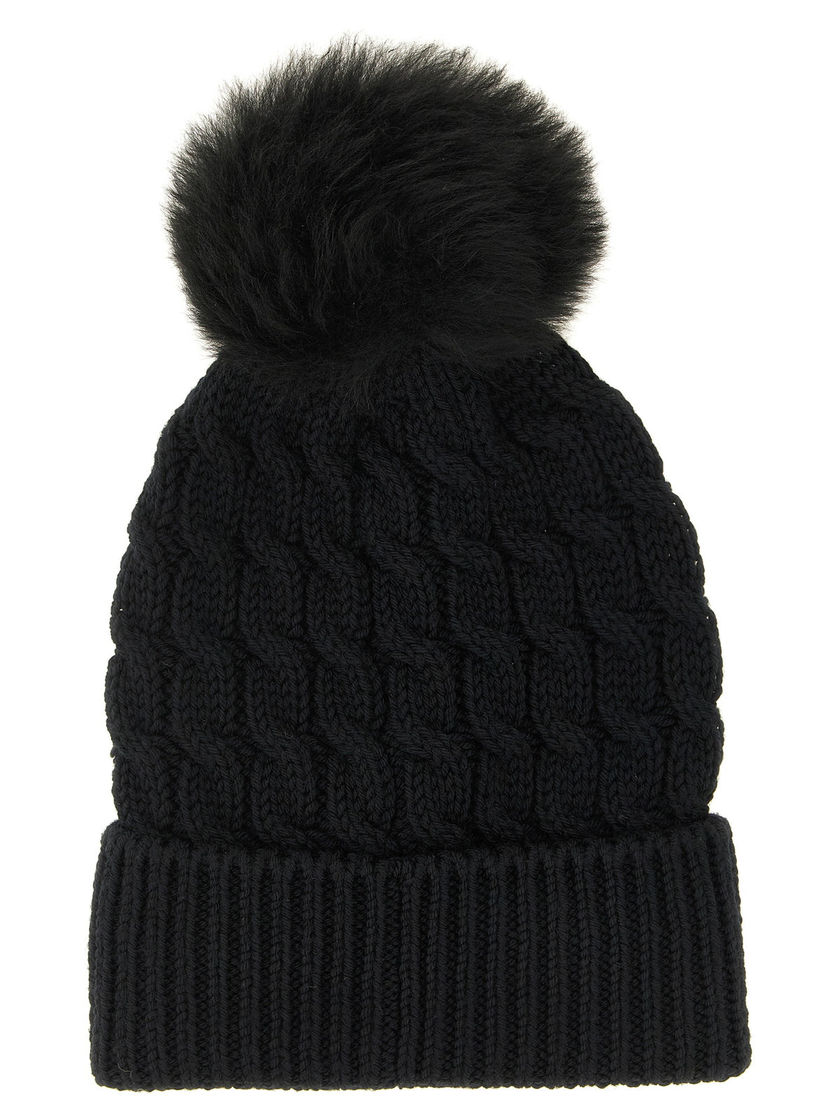 Moncler Grenoble Schwarze Mütze aus reiner Schurwolle