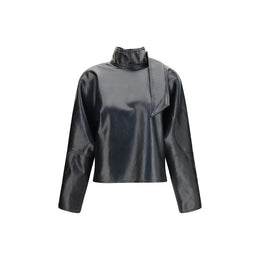 Agolde Schwarzes Hemd aus recyceltem Leder