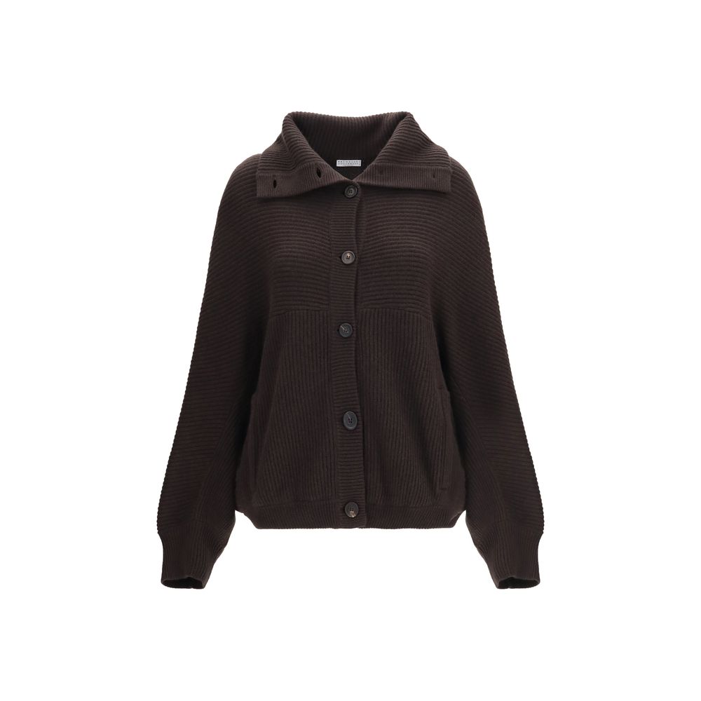 Brunello Cucinelli Brauner Kaschmir-Strickjacke