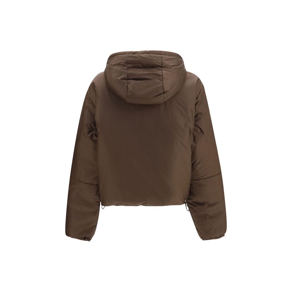 Miu Miu Braune Jacke aus recyceltem Polyamid in voller Länge