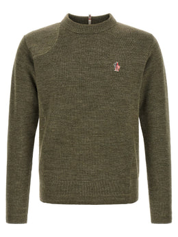 Moncler Grenoble Zweifarbige Strickjacke aus reiner Schurwolle