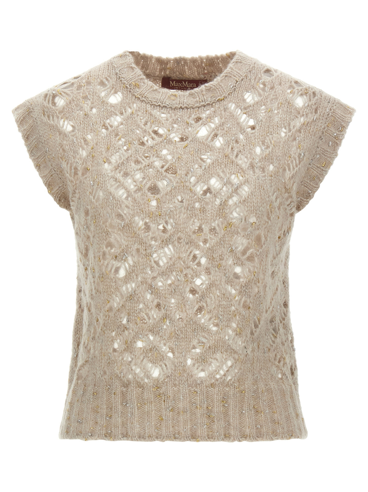 Max Mara Beige Alpaka-Leder-Weste