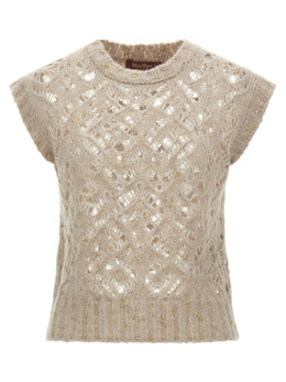 Max Mara Beige Alpaka-Leder-Weste
