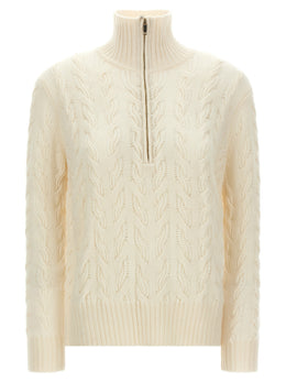 Max Mara Weiße Wollstrickjacke