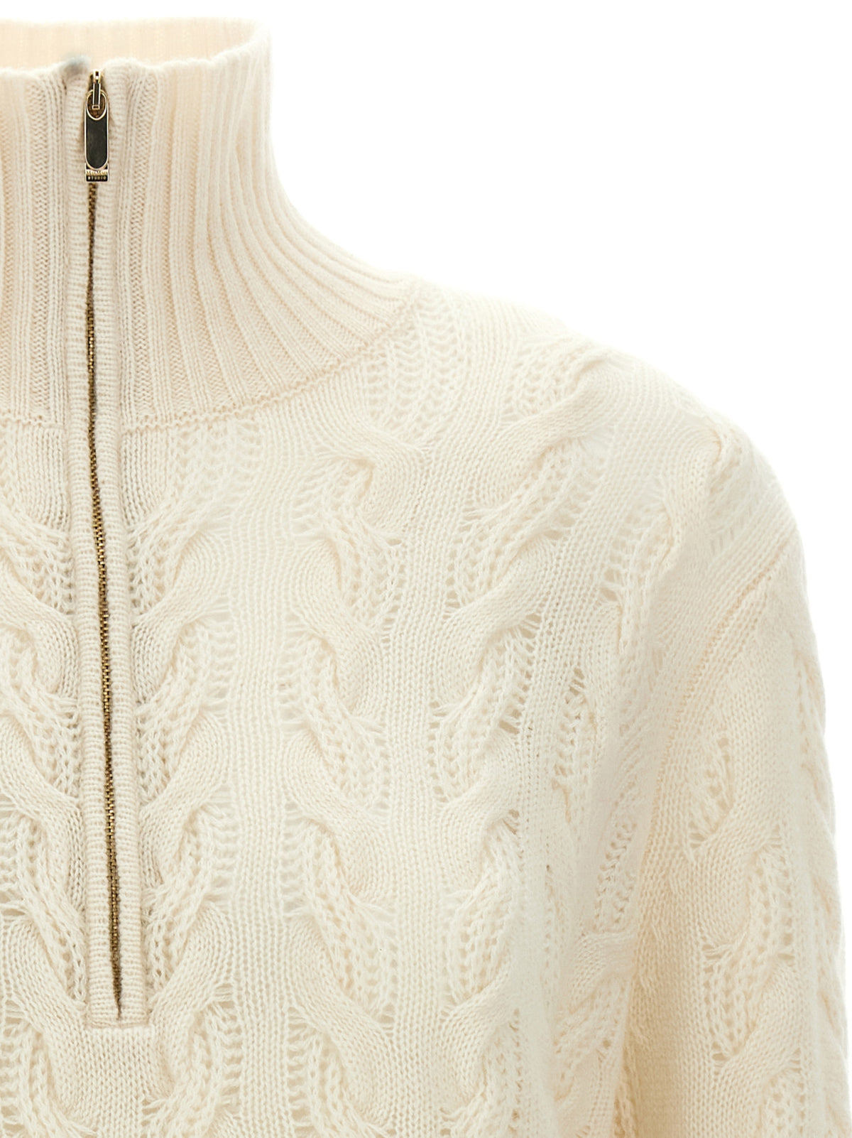 Max Mara Weiße Wollstrickjacke