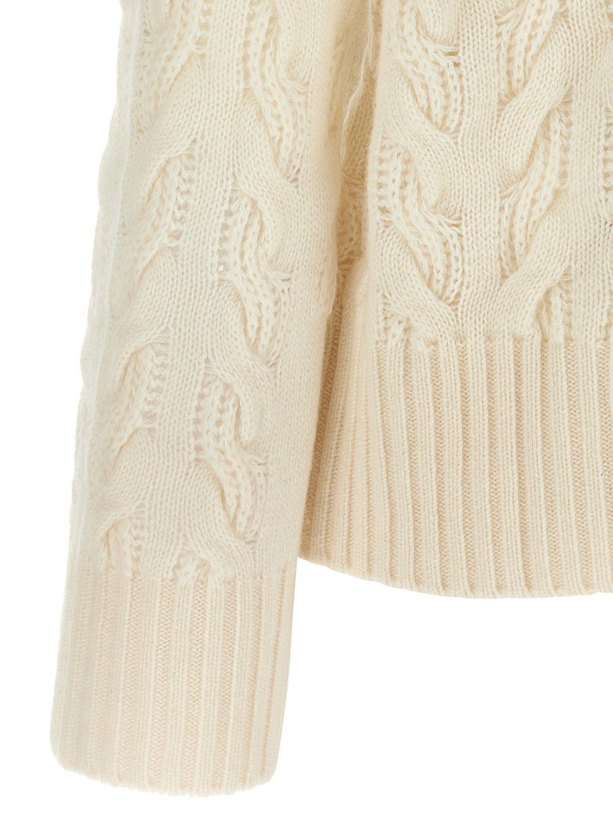Max Mara Weiße Wollstrickjacke