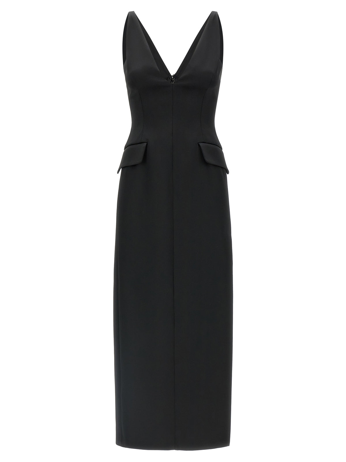 Sportmax Schwarzes Midi-Kleid aus Acetat