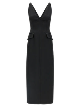 Sportmax Schwarzes Midi-Kleid aus Acetat