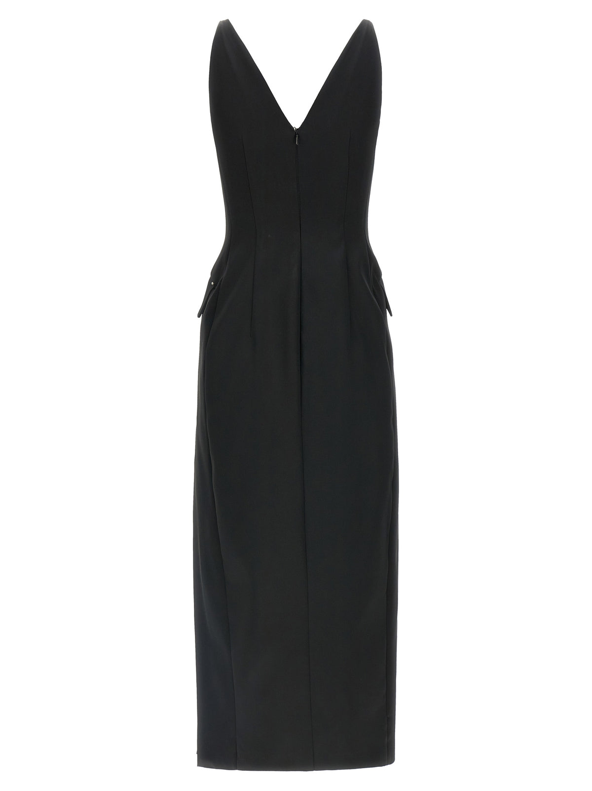 Sportmax Schwarzes Midi-Kleid aus Acetat