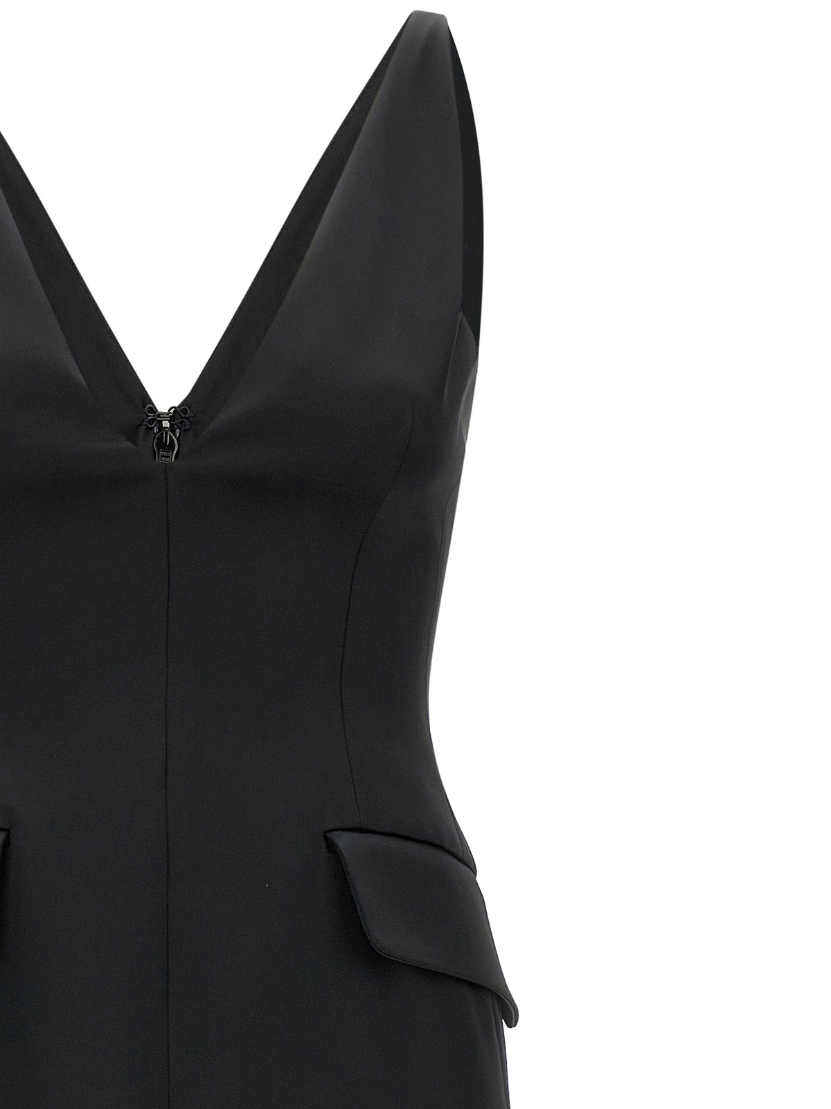 Sportmax Schwarzes Midi-Kleid aus Acetat