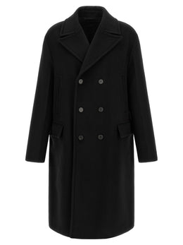 Fendi Schwarzer Wollmantel aus reiner Schurwolle