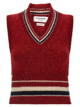 Thom Browne Rotes ärmelloses Woll-Sakko