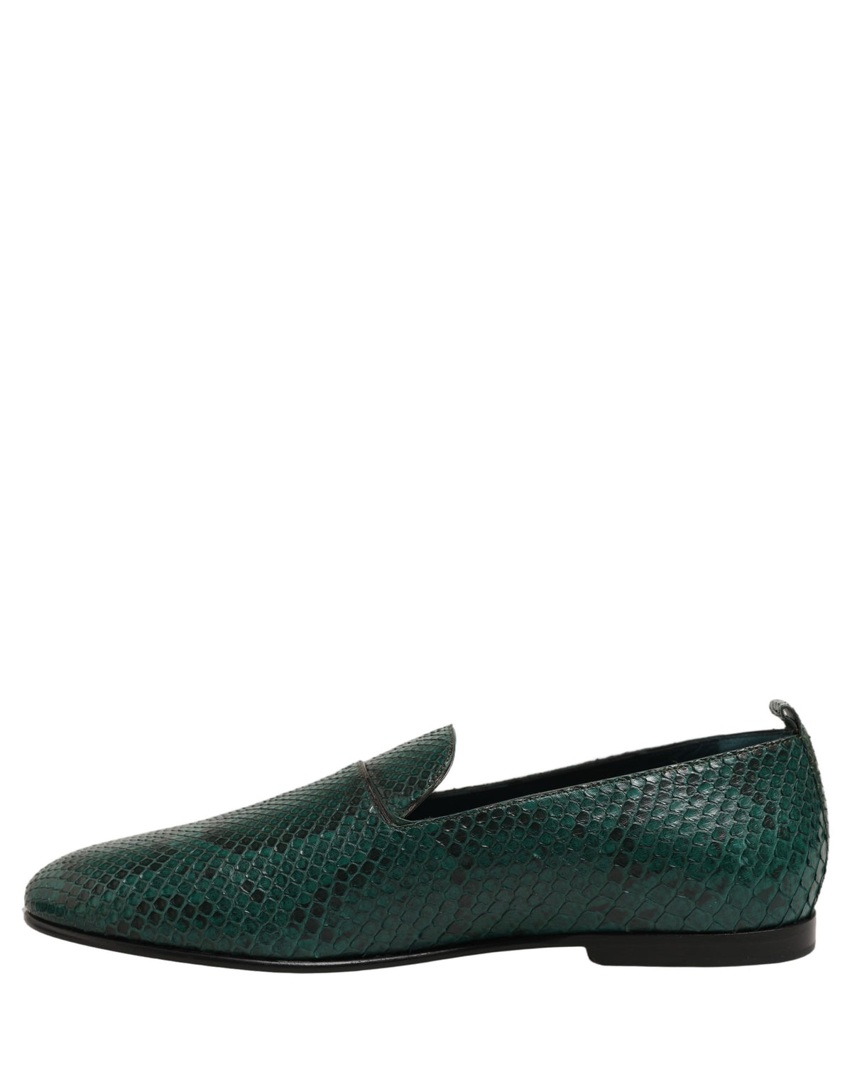 Dolce & Gabbana Dunkelgrüne Loafer aus Leder mit Prägung