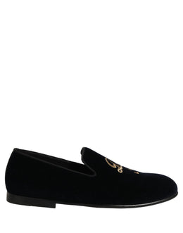 Dolce & Gabbana Schwarze Slipper aus Wildleder mit DG-Logo für Herren