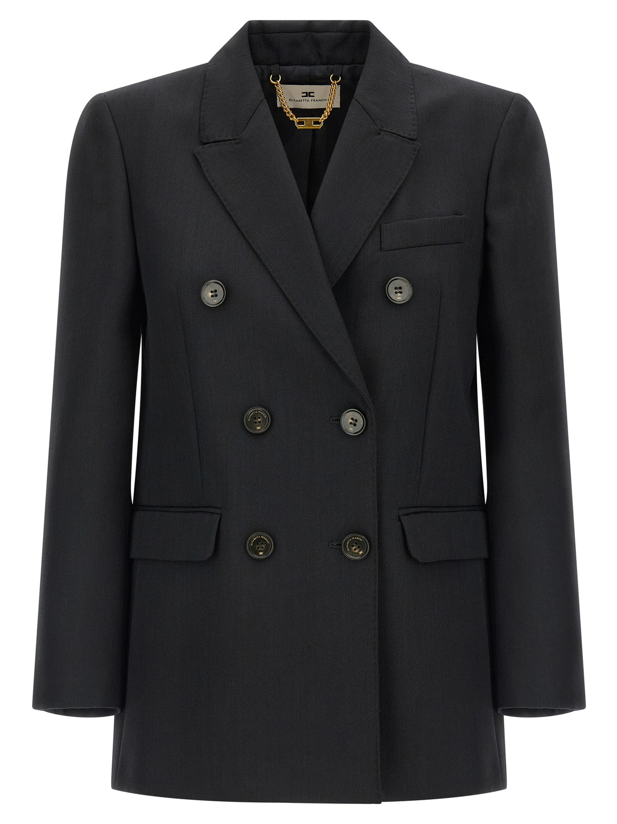 Elisabetta Franchi Schwarzer Blazer aus reiner Schurwolle