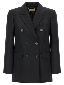 Elisabetta Franchi Schwarzer Blazer aus reiner Schurwolle