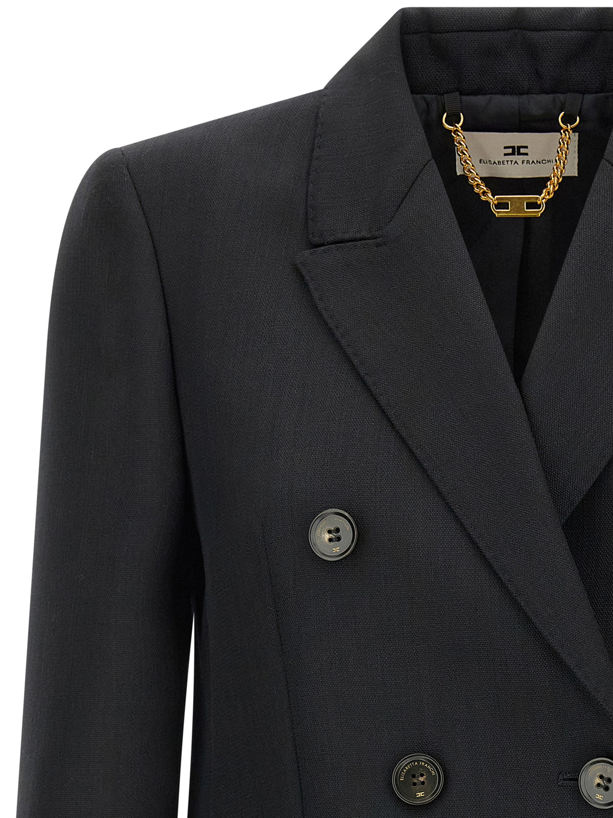 Elisabetta Franchi Schwarzer Blazer aus reiner Schurwolle