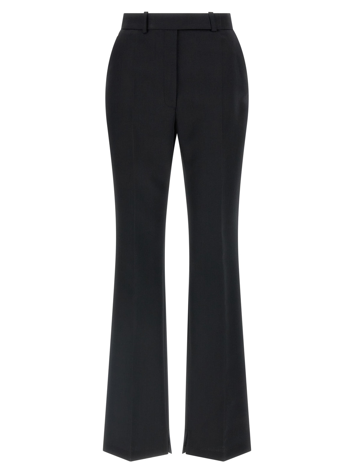 Elisabetta Franchi Schwarze Hose aus reiner Schurwolle mit ausgestelltem Bein