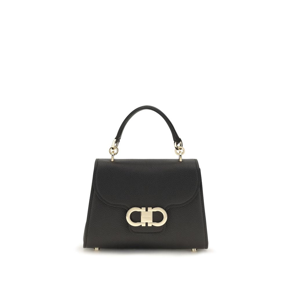 Ferragamo Schwarze Bos Taurus Kalbsleder Schultertasche