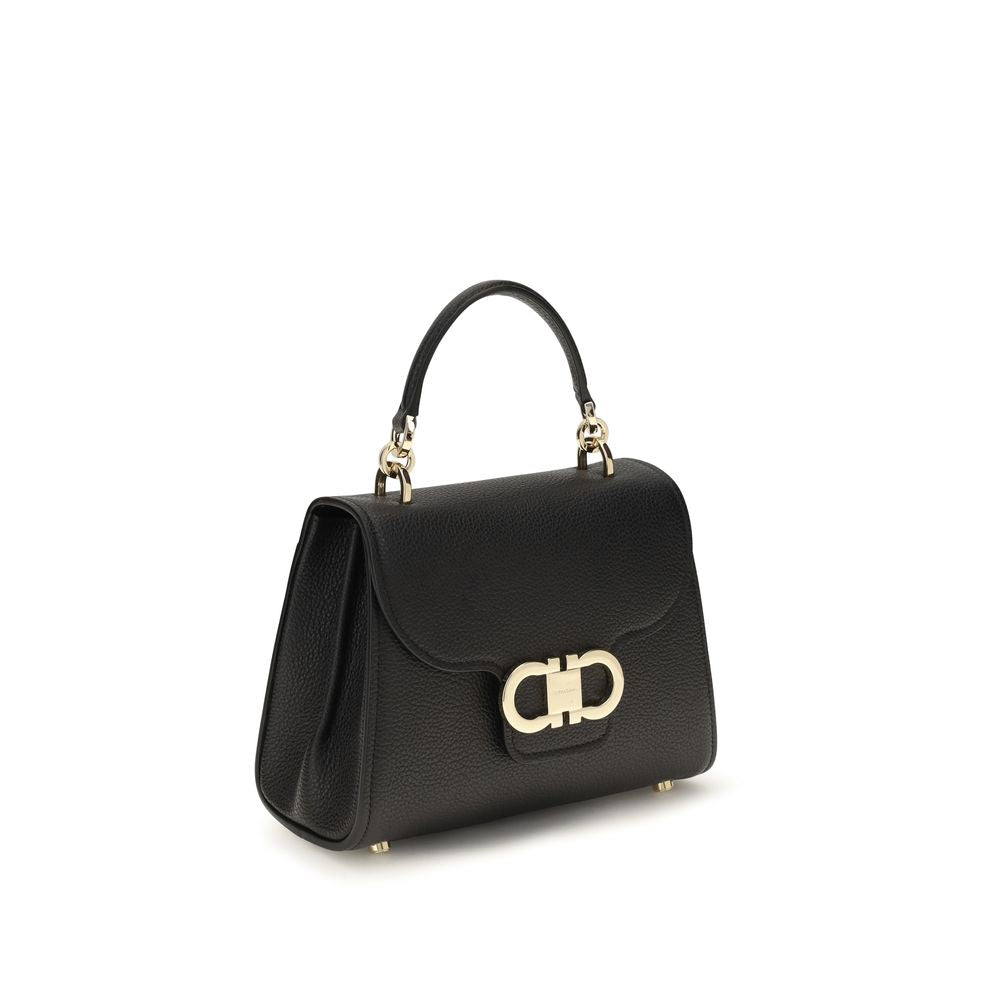 Ferragamo Schwarze Bos Taurus Kalbsleder Schultertasche