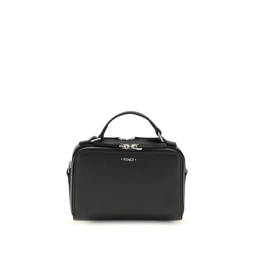 Fendi Schwarze Bos Taurus Kalbsleder Schultertasche