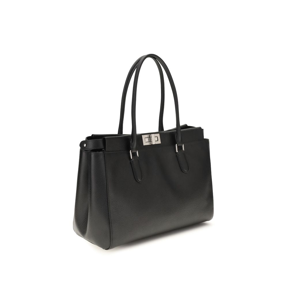 Fendi Schwarze Bos Taurus Kalbsleder Schultertasche