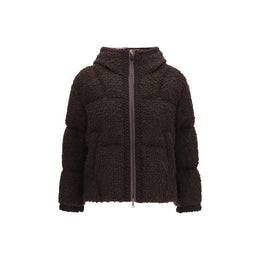 Moncler Brauner Wollmantel Oves Aries in voller Länge