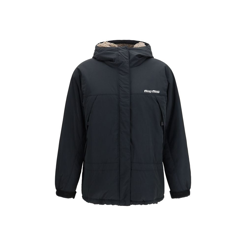 Miu Miu Schwarze Polyester-Jacke in voller Länge