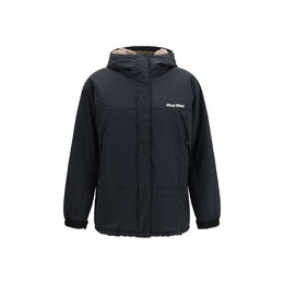 Miu Miu Schwarze Polyester-Jacke in voller Länge