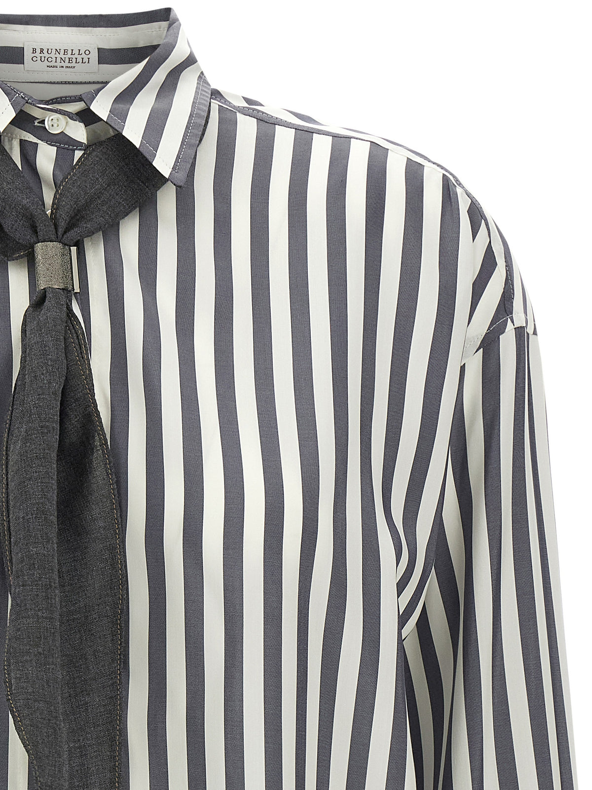 Brunello Cucinelli Graue Seidenbluse