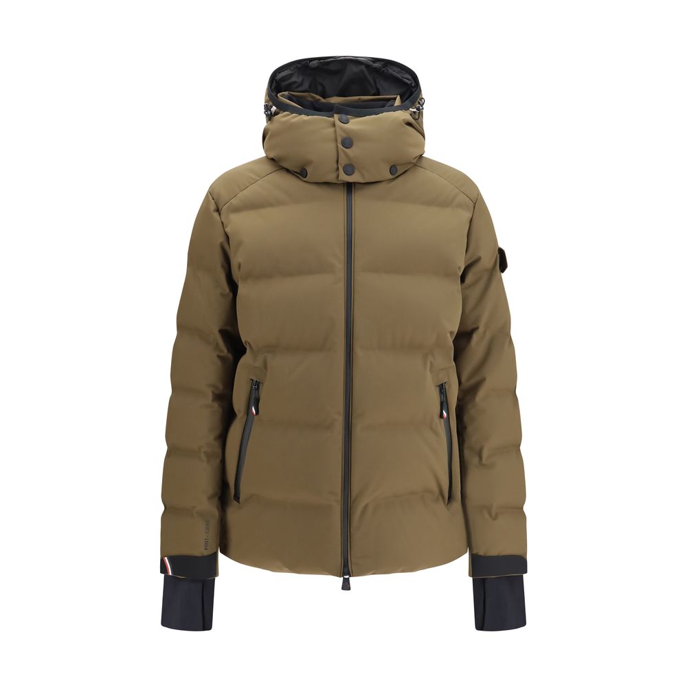 Moncler Grenoble Braune Daunenjacke in voller Länge aus Gänsedaunen