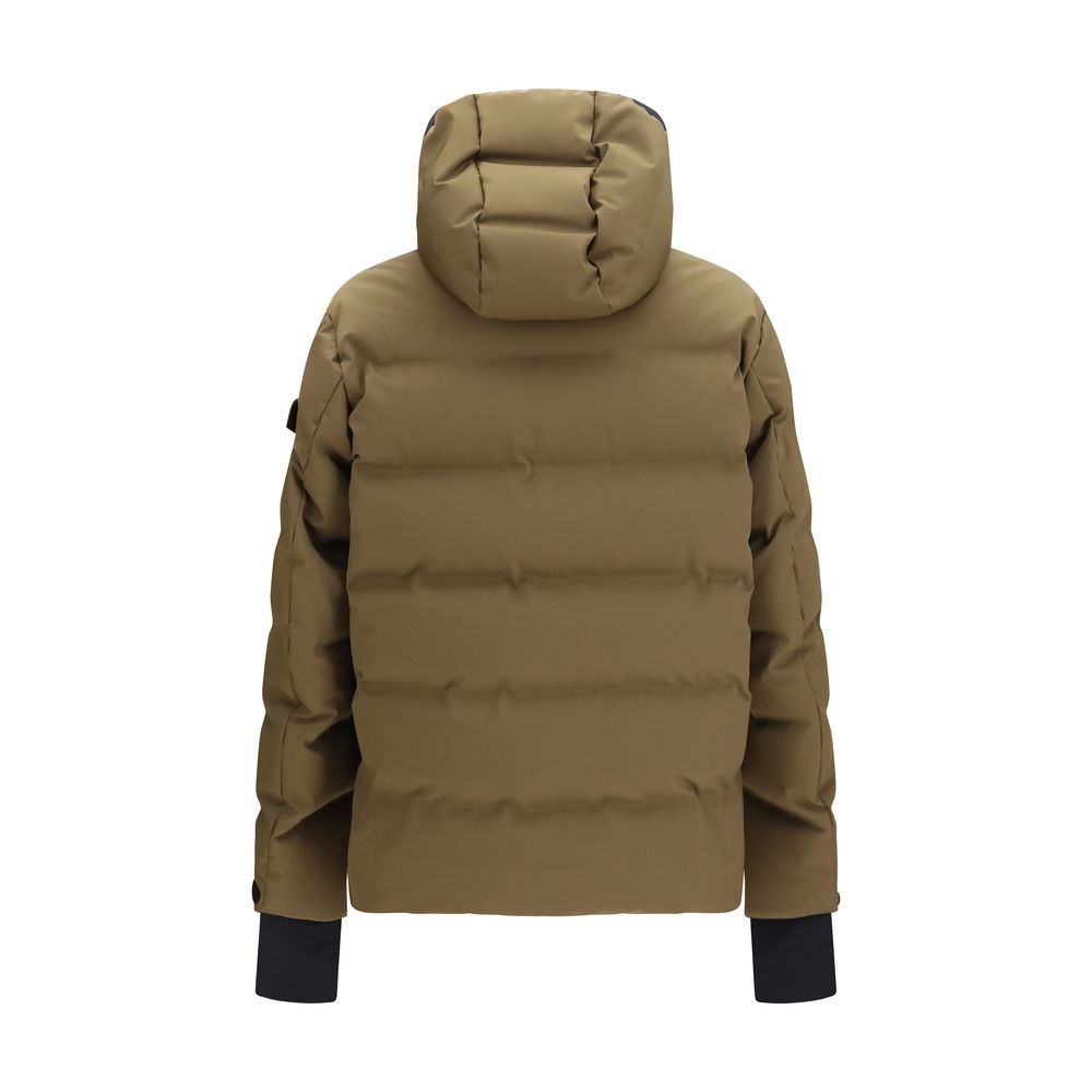 Moncler Grenoble Braune Daunenjacke in voller Länge aus Gänsedaunen