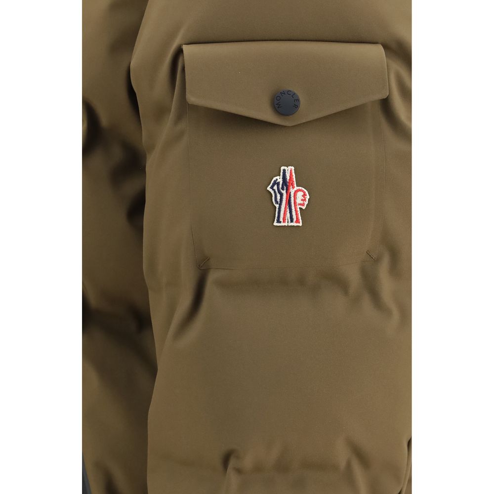 Moncler Grenoble Braune Daunenjacke in voller Länge aus Gänsedaunen