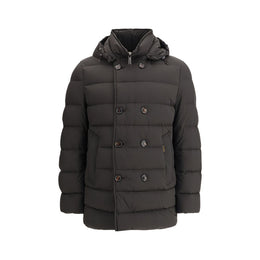 MooRER Schwarze Polyamid-Jacke in voller Länge
