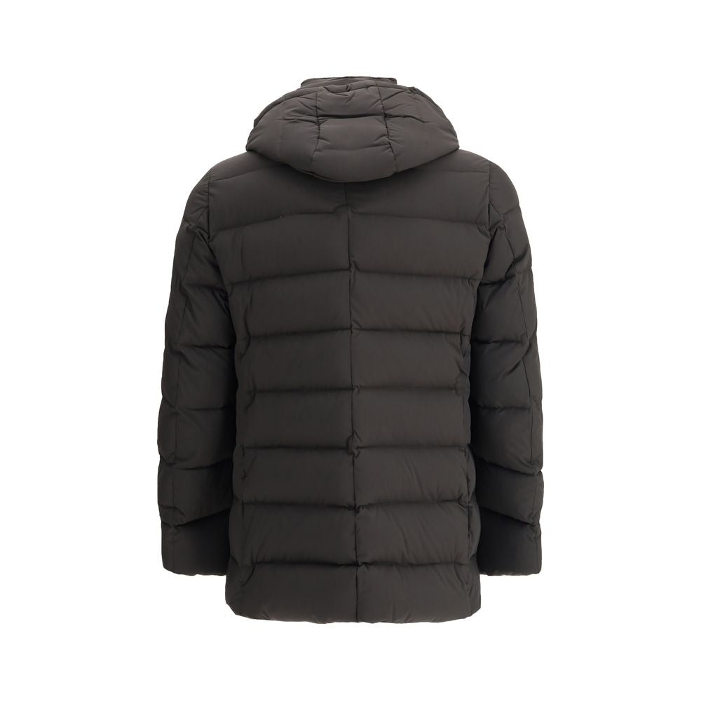 MooRER Schwarze Polyamid-Jacke in voller Länge