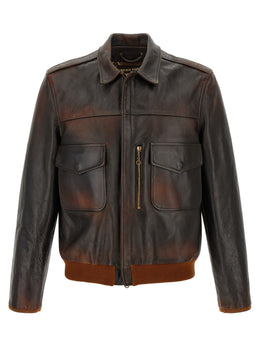 Golden Goose Braune Lederjacke aus Rindsleder