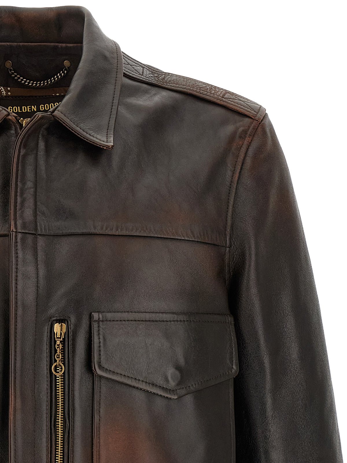 Golden Goose Braune Lederjacke aus Rindsleder