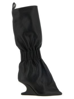Rick Owens Schwarzes Kalbsleder Over-the-Knee