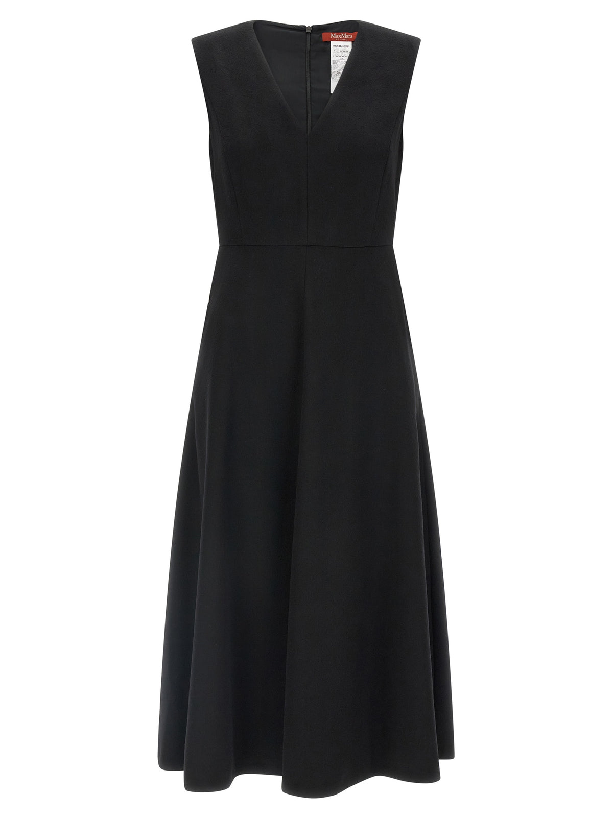 Max Mara Schwarzes Woll-Midikleid