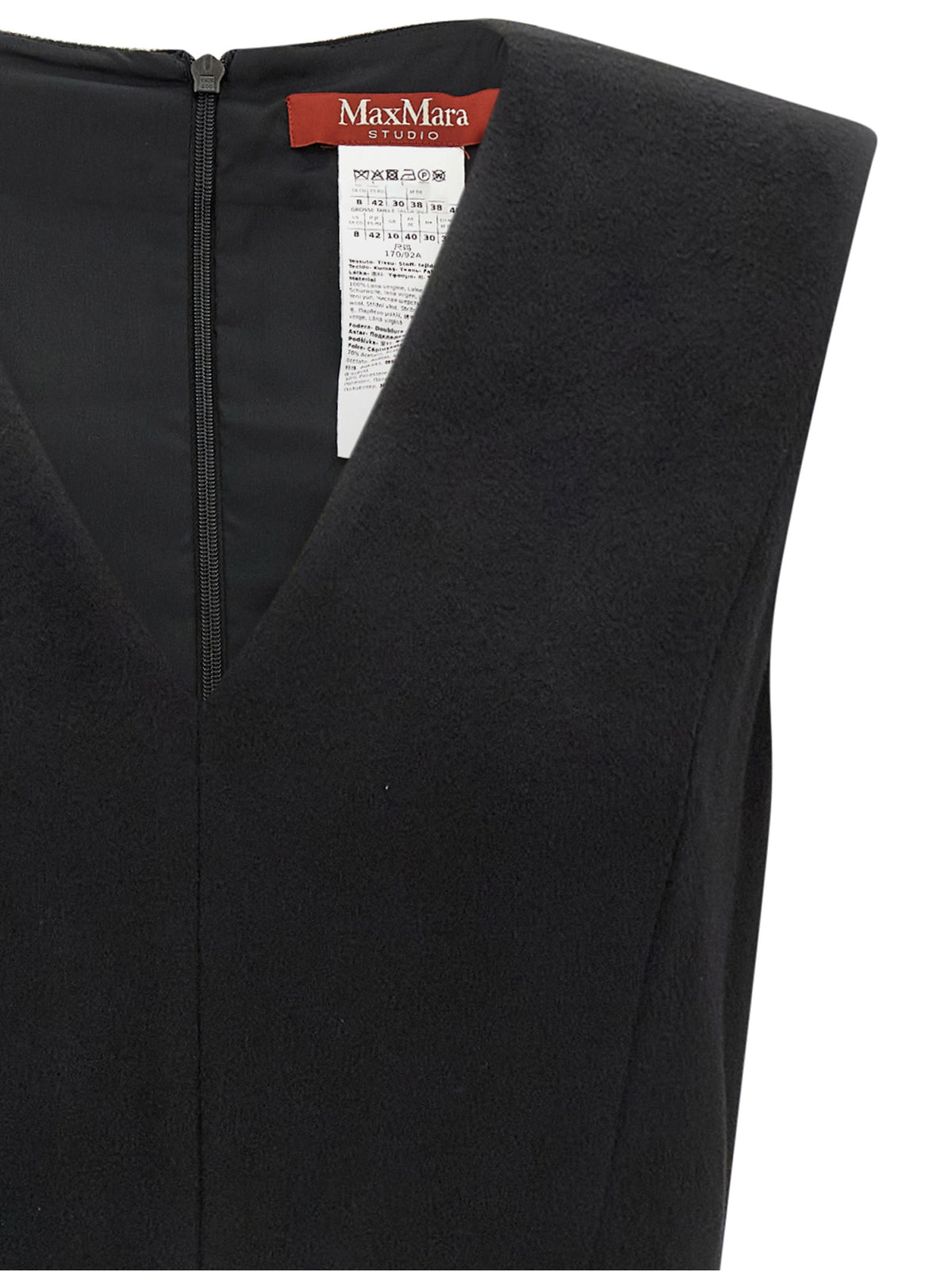 Max Mara Schwarzes Woll-Midikleid