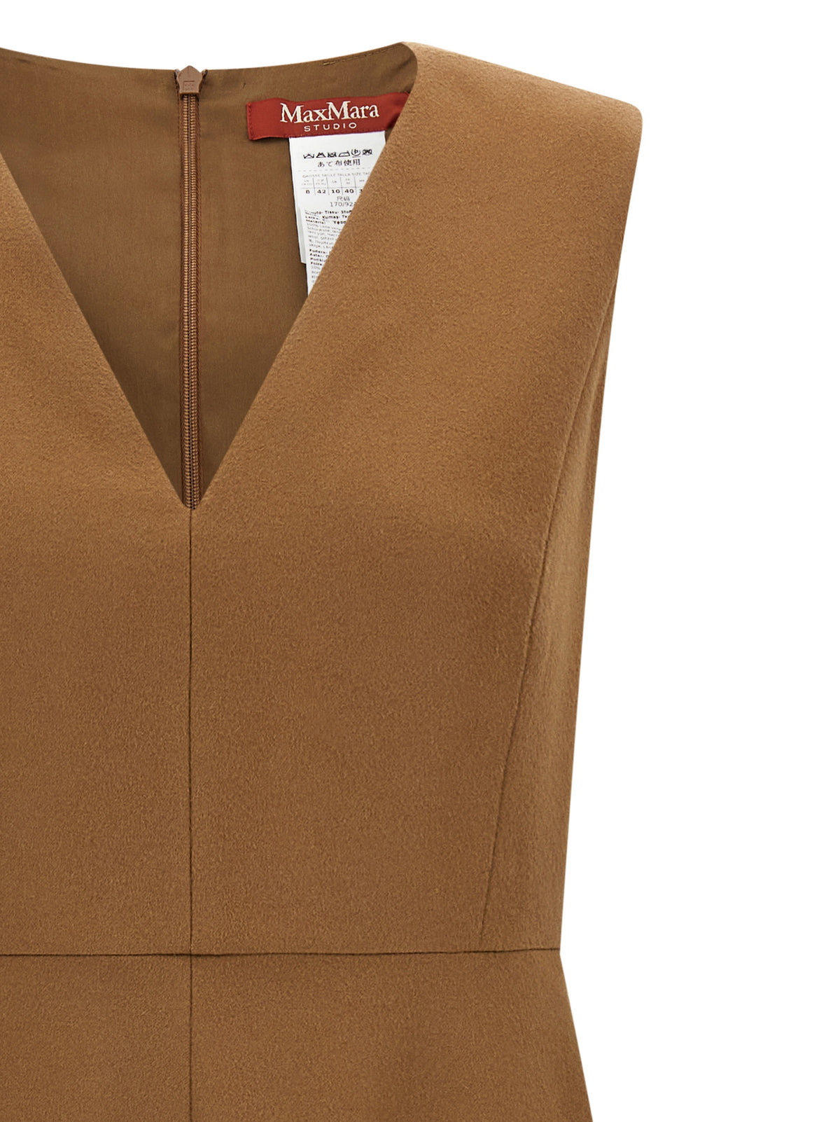 Max Mara Braunes Woll-Midikleid