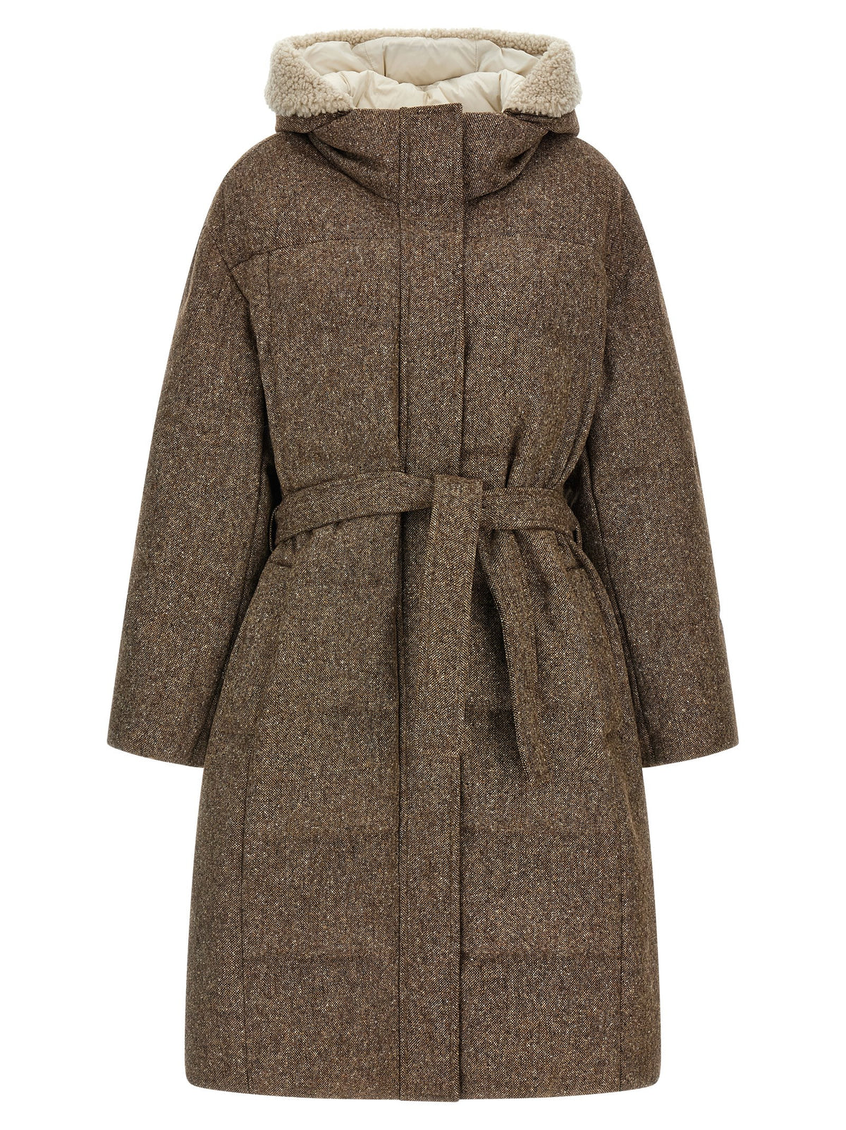 Brunello Cucinelli Mantel aus reiner Schurwolle in Braun