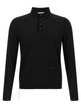 Fendi Schwarzes Poloshirt aus reiner Schurwolle