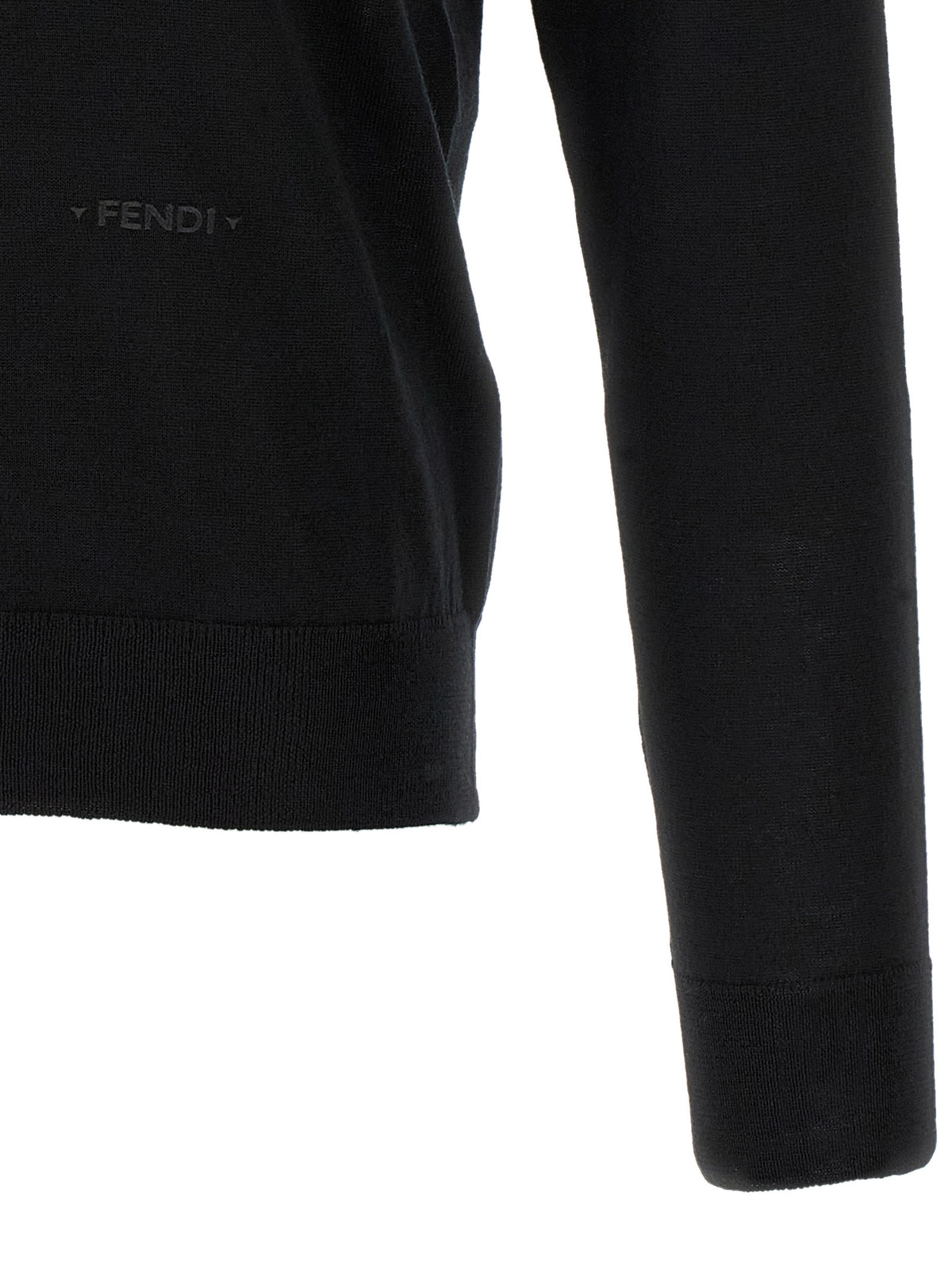 Fendi Schwarzes Poloshirt aus reiner Schurwolle